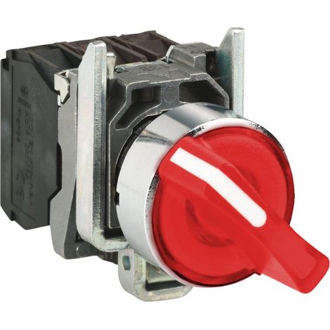 Harmony bouton tournant lumineux rouge Ø22 à manette 2 positions 24V 1O+1F - XB4BK124B5