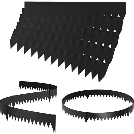 Jiubiaz Rasenkante mit Spitzen Metall 100 x 20 cm 5m Beeteinfassung Mähkante Verzinkt Wegbegrenzung Beetumrandung Palisade inkl. Handschuhe schwarz