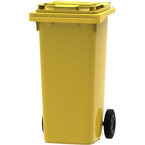 ESE France Conteneur Poubelle à déchets 2 roues - 120L - Robuste et Économique - 100% Recyclé - Jaune - Fabriqué en France (1/5)