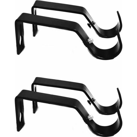Rideau Supports de Tringles,4 Pièces Support de Rideau en Métal Noir Support de Tringle à Rideaux Volet Roulant Crochets Muraux Avec Vis, pour Rail de Douche Tringle à Rideau Vêtements Tige (1/5)