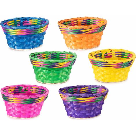 Cestini in bambù colorato a forma ovale, set da 18 pezzi, cm 17,5 x 14,5 x 10 H