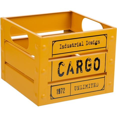 Cesto cuadrado de metal impreso amarillo 18x18x14 (1/5)