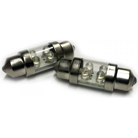 Coppia 2 Lampade Led T11 C5W Siluro 31mm Con 4 Led F3 Colore Bianco Freddo 6000K 12V 0,2W
