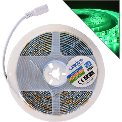STRISCIA LED 12V VERDE AD ALTA LUMINOSITA' 60 LED/M GRADO DI PROTEZIONE IP65 - IDEALE PER INSTALLAZIONI VERSATILI E FACILE DA APPLICARE CON BIADESIVO 3M (1/5)