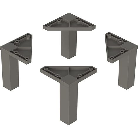 Iconico Home QBE Confezione 4 Piedini Alti in plastica, Grigio Scuro, H.100 mm (1/5)