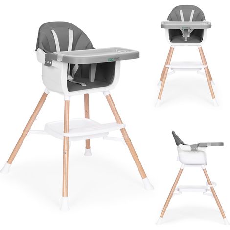Chaise dalimentation enfant 2 en 1 grise ecotoys
