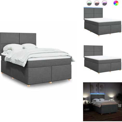 Sommier à lattes de lit avec matelas Gris foncé 140x190cm Tissu - Sommier À Lattes De Lit - Sommiers À Lattes De Lit - Lit - Meuble De Chambre À Coucher (1/5)