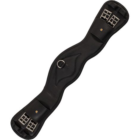 55 cm, nero: Sottopancia sagomato per sella inglese da dressage in cuoio con elastici (1/5)