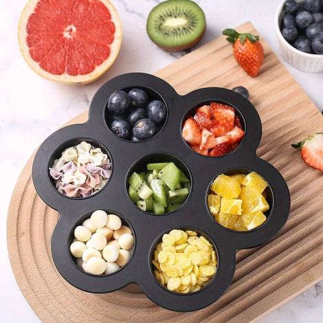 Stampi per muffin in silicone antiaderente per friggitrice ad aria – 7 cavità rotonde per ricette di budini e cupcake, ideali per una cottura sana e deliziosa - Crezuo