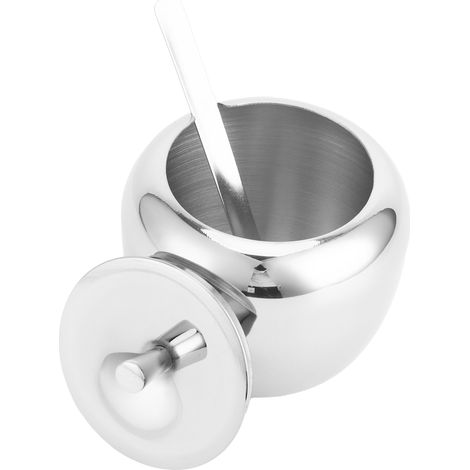 Pot à sucre/pot à épices en acier inoxydable avec couvercle et cuillère - Outil de cuisine pour la maison (1/5)