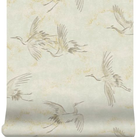 Art for the Home Vliestapete Crane Birds Neutral - 10mx52cm (1/5)