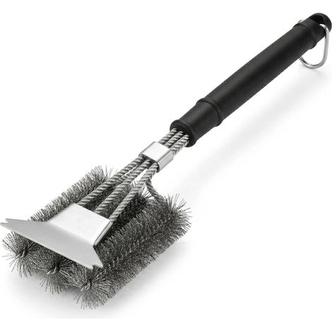Grattoir de Nettoyage Barbecue 45 cm avec Poils en Acier Inoxydable - Brosse Métallique pour Grille, Accessoires et Outils pour Gaz Weber/Charbon de Bois