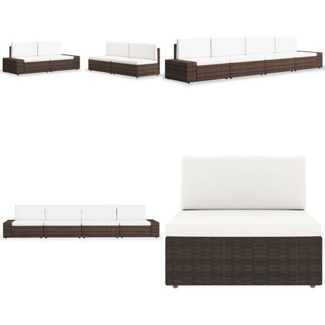 4-tlg. Garten-Lounge-Set Poly Rattan Braun - Poly Rattan - Gartenmöbel (1/5)