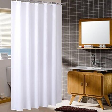 Rideau de douche en imperméable avec crochets - Blanc (l x H = 200 x 240 cm) (1/5)