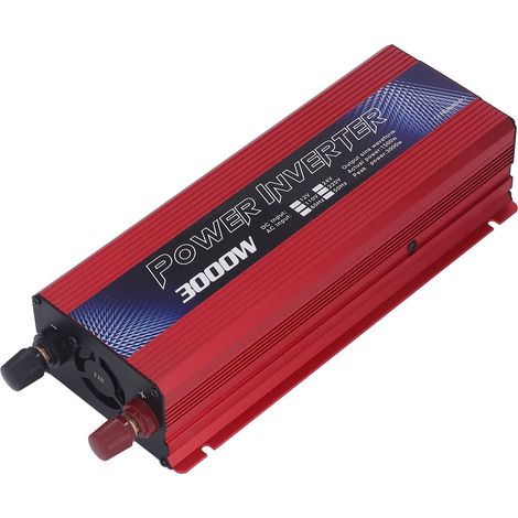 3000-W-Sinus-Wechselrichter 12 V auf 220 V, rot, mit USB-Anschluss und eingebautem Lüfter (1/5)