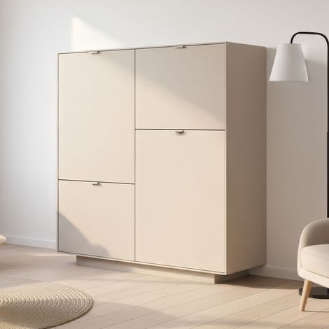CALICOSY - Buffet haut 4 portes décor sable L107 cm VIKA (1/5)