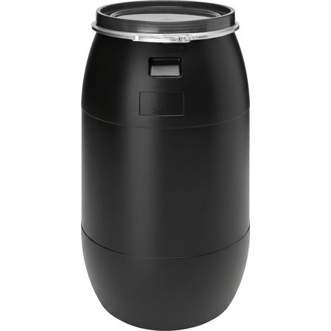 Garronda 220 Liter Regentonne mit Deckel Weithalsfass aus HDPE Regenfass für Garten Fass Regenwassertonne Futtertonne Wasserbehälter Universalfass Wasserfass Wassertank GD-0078 Schwarz (1/5)