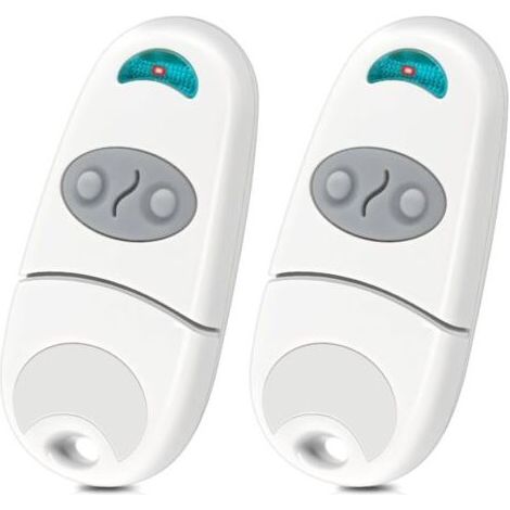 Telecommande Porte de Garage, Telecommande Portail, 2 Canaux, 433,92 MHz, Compatible avec 433MHz Telecommande EV, NA, EE, Lot de 2- Blanc (1/5)