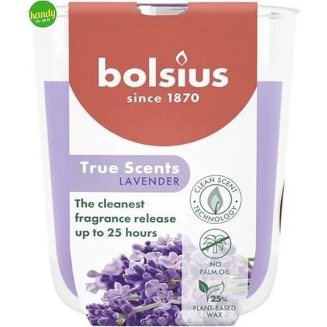 Candela vetro True Scents Bolsius Lavanda