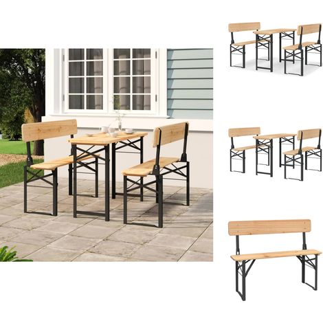 The Living Store 3-tlg. Biertisch-Set Klappbar Massivholz Tanne - Camping Tisch (1/5)