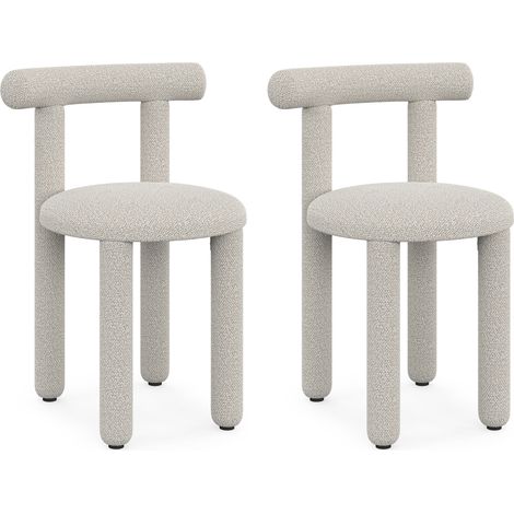 Set di 2 sedie RIME in tessuto bouclette crema (1/5)