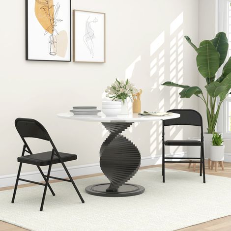 Lot de 2 chaises pliantes. Chaises de bureau portables. Pieds en métal. Chaise pliante pour bureau, réception, salle d'attente. Simili cuir. Noir. (1/5)