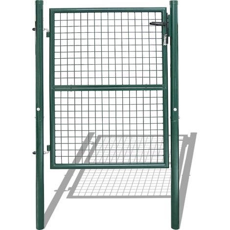 SWANEW Gartentor Zaundertor 125 x 100 cm tubo in acciaio zincato incluso blocco e mesh porta da giardino Zaunder Dimensioni 5 × 5 cm di Rust Rust -Rust Green