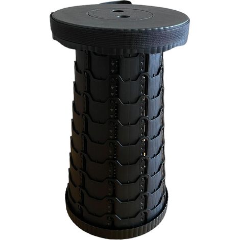 Sgabello pieghevole portatile regolabile, nero con cinghia (1/5)