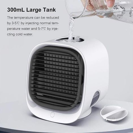 Ventilateur rafraîchissant 3 en 1 avec LED RVB 7 couleurs, 3 vitesses de refroidissement, climatiseur mobile blanc