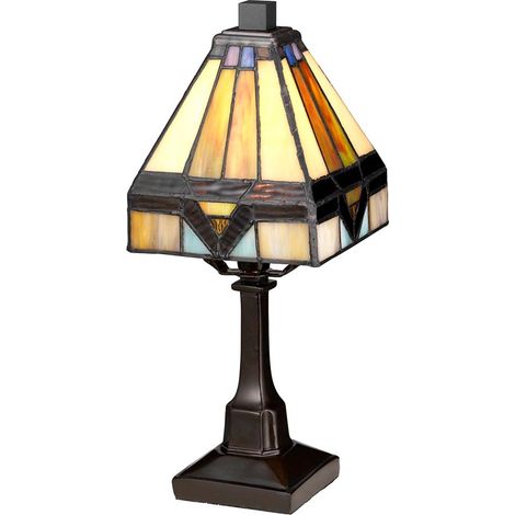 Lampe de table Tiffany vitrail Holmes Quoizel E14 25W (1/5)