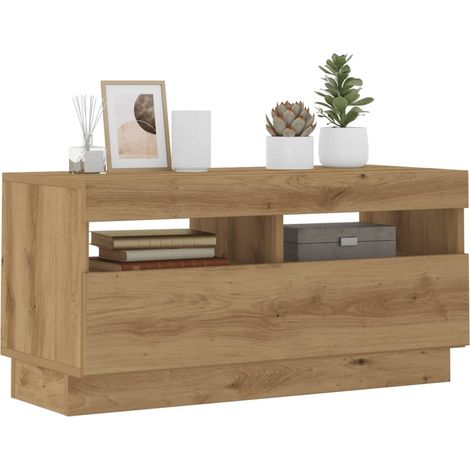 Mueble TV luces LED madera ingeniería roble artisan 80x35x40 cm vidaXL (1/5)