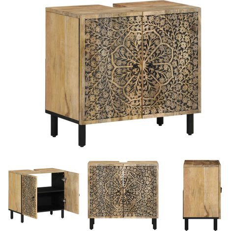 The Living Store Waschbeckenunterschrank 62x33x58 cm Massivholz Mango - Badezimmerwaschtische (1/5)