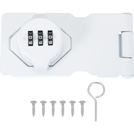 Loquet rotatif à mot de passe, serrure à combinaison mécanique de 8,9 cm, loquet de sécurité rotatif sans clé pour porte d'abri de jardin, placard, salle de bain, extérieur - Blanc (1/5)