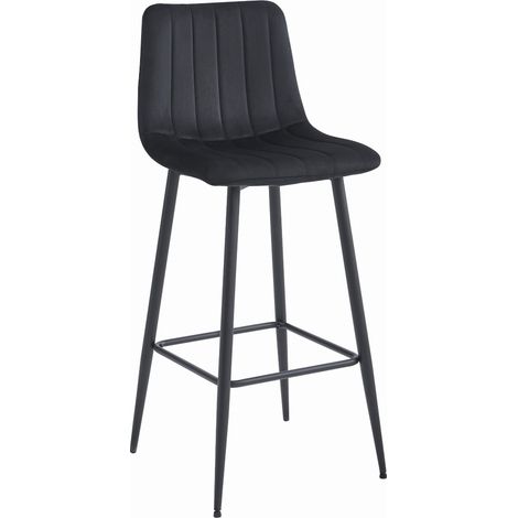 Tabouret Pozza - velours noir / pieds noirs x 1