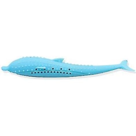 Brosse à dents pour chat en silicone souple bleu en forme de poisson, jouet pour le nettoyage interactif des dents et la stimulation des molaires, infusée à l'herbe à chat. Accessoires pour animaux de (1/2)