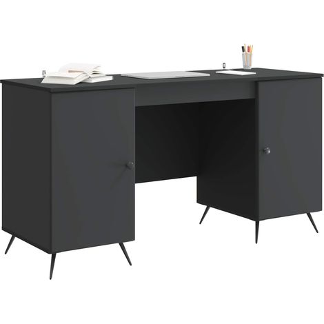 Maison Exclusive - Schreibtisch mit Regal Schwarz 142,5 x 50 x 75