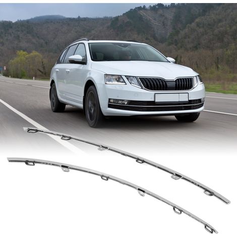 (T06) Ein Paar Chromzierleisten links und rechts am Nebelscheinwerfergitter der vorderen Stoßstange, 5E0853767 und 5E0853768, passend für den Skoda Octavia 5E Facelift 2017-2019. (1/5)