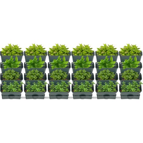 24 pièces Jardinière verticale Pot de plantation mural avec Système D'irrigation Automatique 18 pot de fleurs à Suspendue avec 6 pots drainants pour Cour,Jardin,Balcon (vert militaire) (1/5)