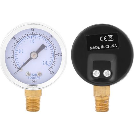 Manomètre TS-Y50I 0~30 psi / 0~2 bar, diamètre 40 mm, filetage BSPT 1/8", (1/5)