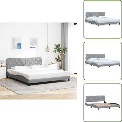 Cama de tela - vidaXL Estructura de cama sin colchón tela gris claro 180x200 cm - Cama gris claro
