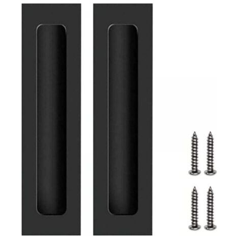 2 Pcs Poignées Noir de Porte Meubles Invisible Poignées Encastrées pour Porte Coulissante avec Vis (1/4)