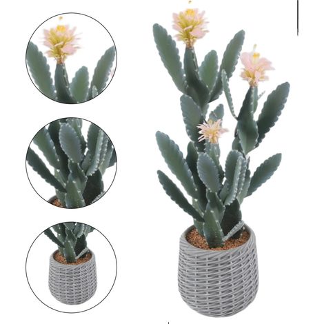Plante Cactus Artificielle, 36 pouces de hauteur, Texture Réaliste, rose clair (1/2)