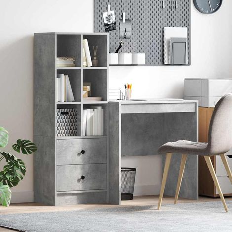 Desk with Storage 2 pcs Concrete Grey Engineered wood vidaXL (1/5)