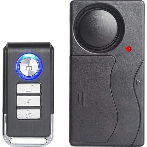 Alarma antirrobo inalámbrica con detector de movimiento y sirena para bicicleta, motocicleta, patinete, puerta, ventana y vehículo (110 dB) con mando a distancia. (1/5)