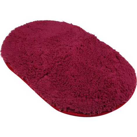 Tapis de bain en mousse à mémoire de forme, antidérapant et super absorbant, rouge bordeaux (60 x 40 cm) (1/5)