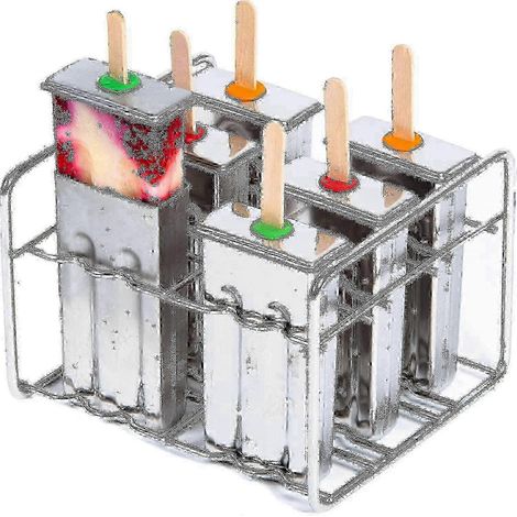 Moules à glace en acier inoxydable, adaptés aux enfants, lot de 6 pour une congélation rapide des crèmes glacées. (1/5)