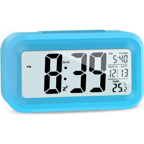 LCD Horloge Digitale Réveil, Réveil De Voyage avec Température Date Snooze, Horloge Numérique sans Tic-Tac pour Chambre Bureau de la Famille (1/5)