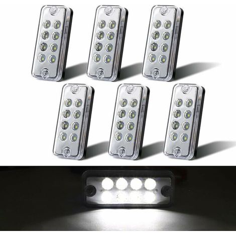 Rechteckige Seitenmarkierungsleuchten, Begrenzungsanzeige, 12–24 V, versiegelte Aufbaulampen, 6 Stück, weiß (1/5)
