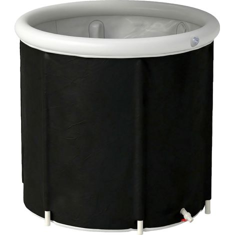 Vasca di Ghiaccio Ø78x71 cm Capienza da 280L per Sportivi con Copertura e Pompa Isolamento a 3 Strati Nero (1/5)