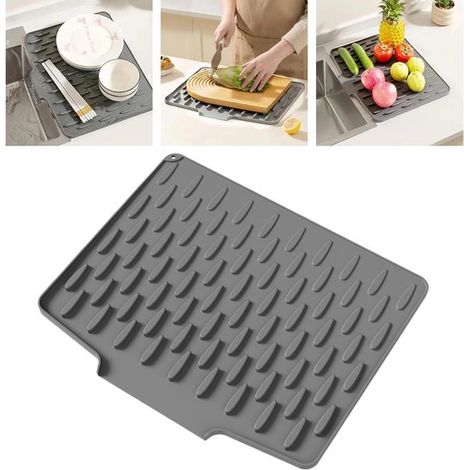 Protector de encimera de silicona antiderrame,alfombrilla de silicona con drenaje para encimeras,32 x 25 cm (1/5)